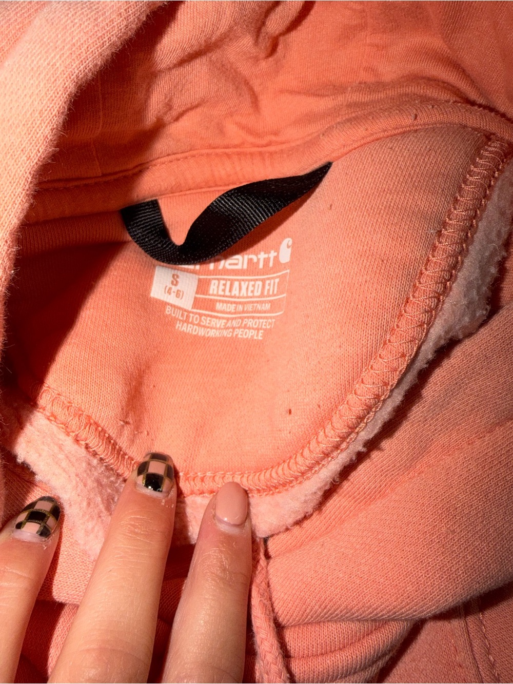 Carhartt Women’s Peach/Pink Pullover Hoodie with Logo - Picture 3 of 3
